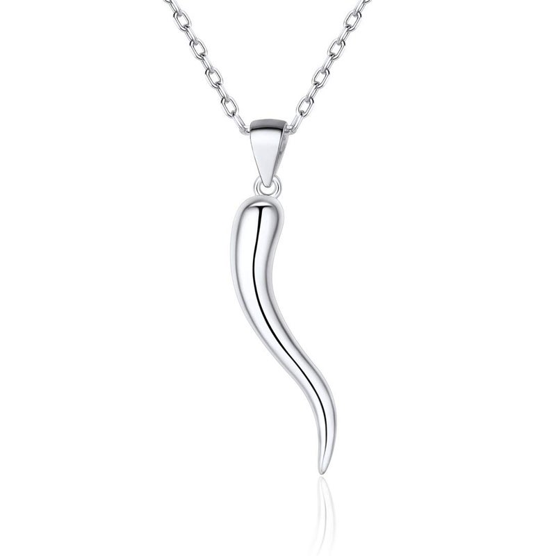 ChicSilver Italian Horn Necklace for Women 925 Sterling Silver Lucky Pendant Necklace with Italian Charms Protection Amulet Jewelry Christmas Gift - Image 1